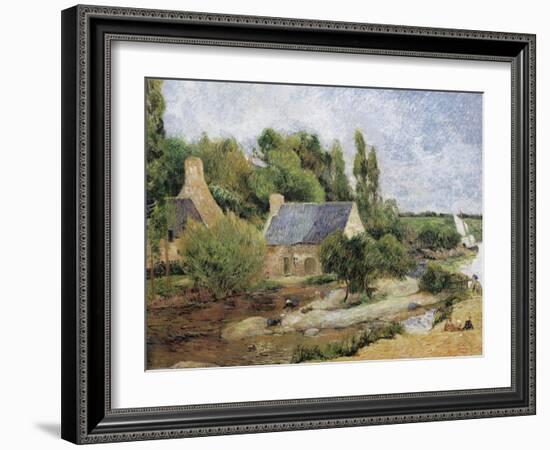 Washerwomen at Pont-Aven (Les Lavandières À Pont-Aven)-Paul Gauguin-Framed Art Print