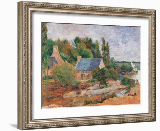 Washerwomen at Pont Aven-Paul Gauguin-Framed Art Print