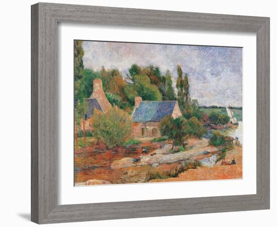 Washerwomen at Pont Aven-Paul Gauguin-Framed Art Print