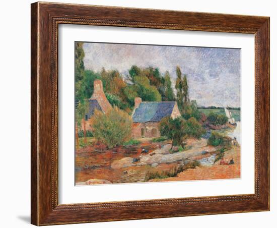 Washerwomen at Pont Aven-Paul Gauguin-Framed Art Print