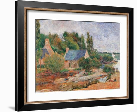 Washerwomen at Pont Aven-Paul Gauguin-Framed Art Print