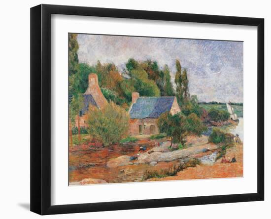 Washerwomen at Pont Aven-Paul Gauguin-Framed Art Print