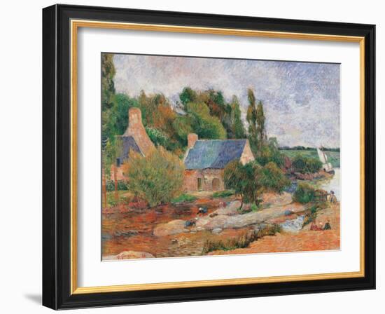 Washerwomen at Pont Aven-Paul Gauguin-Framed Art Print