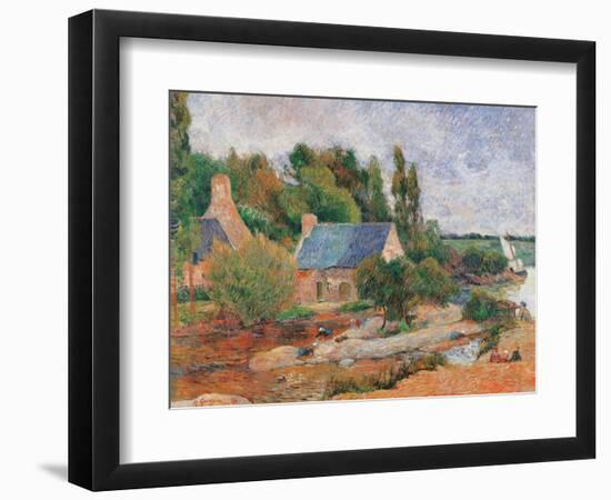 Washerwomen at Pont Aven-Paul Gauguin-Framed Art Print