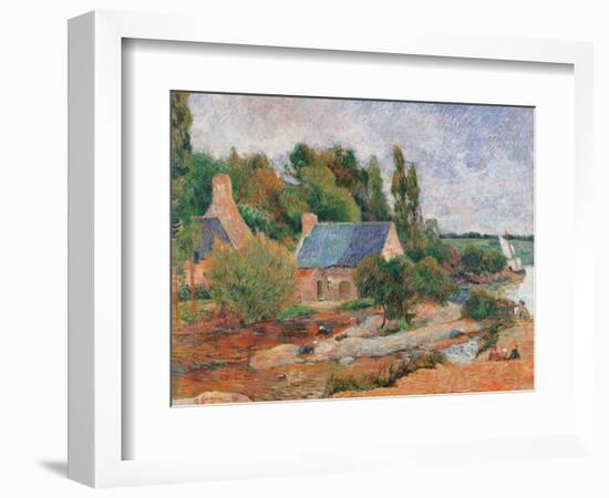 Washerwomen at Pont Aven-Paul Gauguin-Framed Art Print