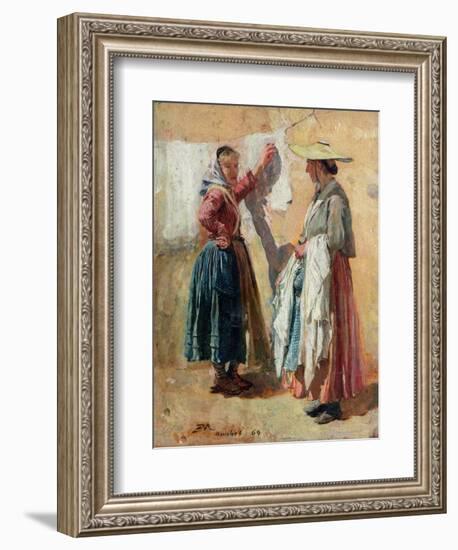 Washerwomen in Antibes, 1869-Jean-Louis Ernest Meissonier-Framed Giclee Print