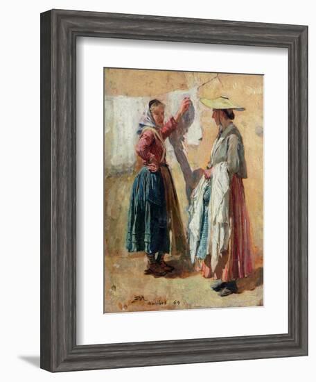 Washerwomen in Antibes, 1869-Jean-Louis Ernest Meissonier-Framed Giclee Print