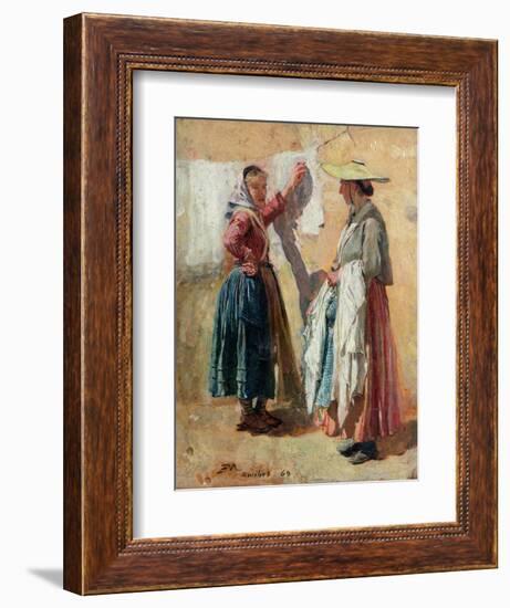 Washerwomen in Antibes, 1869-Jean-Louis Ernest Meissonier-Framed Giclee Print