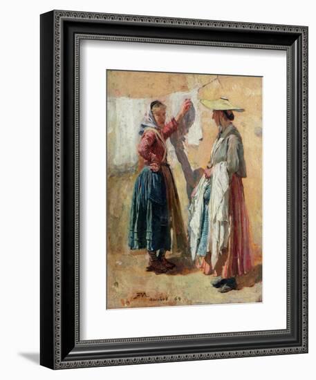 Washerwomen in Antibes, 1869-Jean-Louis Ernest Meissonier-Framed Giclee Print