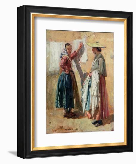 Washerwomen in Antibes, 1869-Jean-Louis Ernest Meissonier-Framed Giclee Print