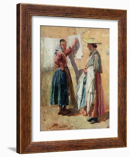 Washerwomen in Antibes, 1869-Jean-Louis Ernest Meissonier-Framed Giclee Print