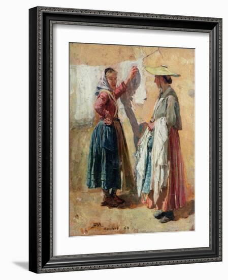 Washerwomen in Antibes, 1869-Jean-Louis Ernest Meissonier-Framed Giclee Print