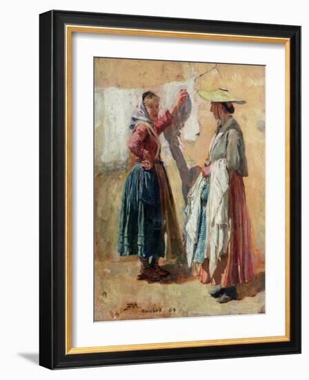 Washerwomen in Antibes, 1869-Jean-Louis Ernest Meissonier-Framed Giclee Print