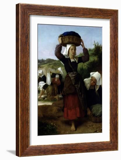 Washerwomen of Fouesnant-William Adolphe Bouguereau-Framed Art Print