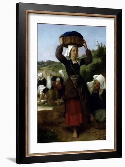 Washerwomen of Fouesnant-William Adolphe Bouguereau-Framed Art Print