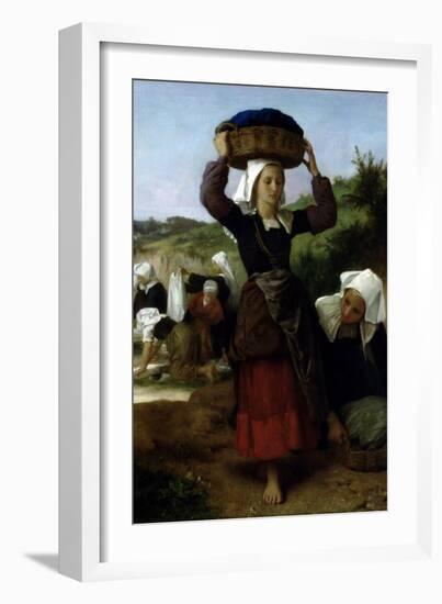 Washerwomen of Fouesnant-William Adolphe Bouguereau-Framed Art Print