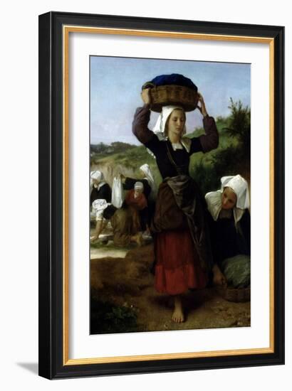 Washerwomen of Fouesnant-William Adolphe Bouguereau-Framed Art Print