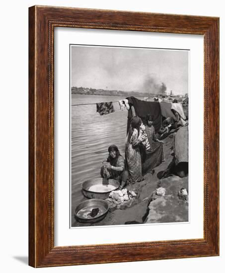 Washerwomen on the Banks of the Tigris, Baghdad, Iraq, 1925-A Kerim-Framed Giclee Print