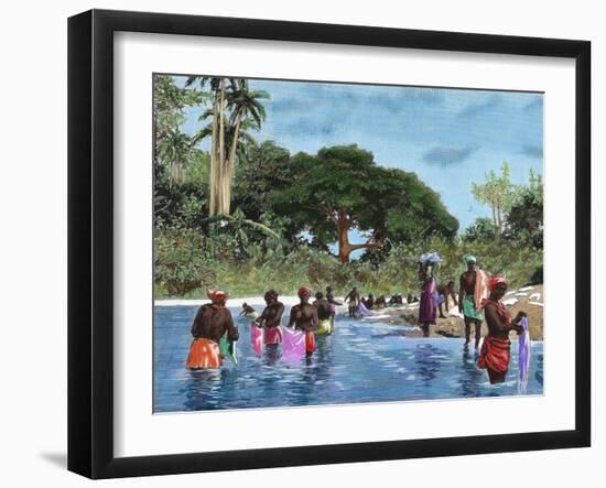 Washerwomen on the River Chagres. Matach’N. Panama Canal-null-Framed Giclee Print