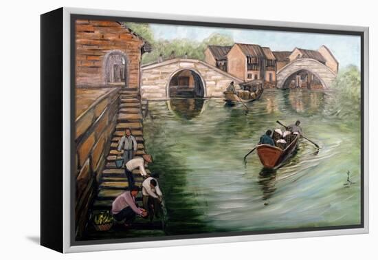 Washing Clothes by the Stream, 1995-Komi Chen-Framed Premier Image Canvas