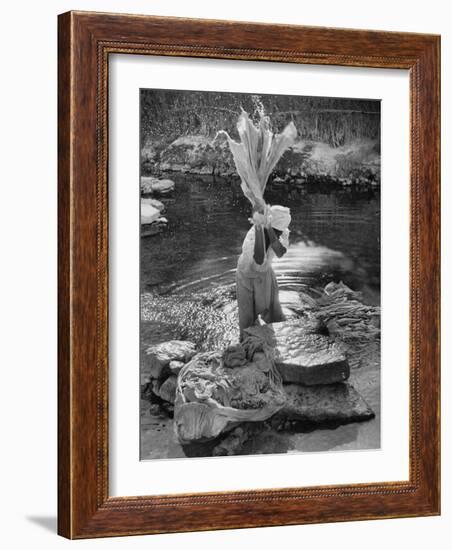 Washing Clothes in a Primitive Open Air Laundry-Walter Sanders-Framed Photographic Print