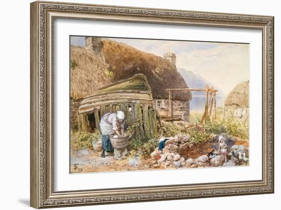 Washing Day at Balmarcara, C.1860 (W/C on Paper)-Myles Birket Foster-Framed Giclee Print