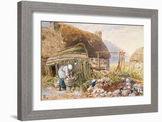 Washing Day at Balmarcara, C.1860 (W/C on Paper)-Myles Birket Foster-Framed Giclee Print