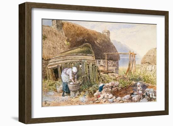 Washing Day at Balmarcara, C.1860 (W/C on Paper)-Myles Birket Foster-Framed Giclee Print