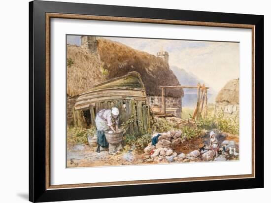 Washing Day at Balmarcara, C.1860 (W/C on Paper)-Myles Birket Foster-Framed Giclee Print