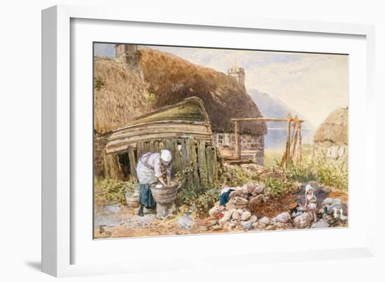 Washing Day at Balmarcara, C.1860 (W/C on Paper)-Myles Birket Foster-Framed Giclee Print