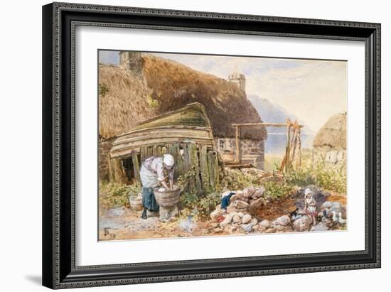 Washing Day at Balmarcara, C.1860 (W/C on Paper)-Myles Birket Foster-Framed Giclee Print