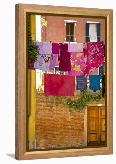 Washing Day, Laundry Drying, Castello, Venice, UNESCO World Heritage Site, Veneto, Italy, Europe-Guy Thouvenin-Framed Premier Image Canvas