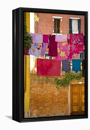 Washing Day, Laundry Drying, Castello, Venice, UNESCO World Heritage Site, Veneto, Italy, Europe-Guy Thouvenin-Framed Premier Image Canvas