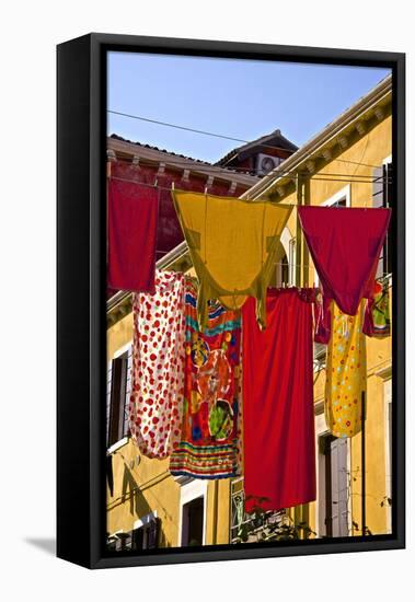 Washing Day, Laundry Drying, Castello, Venice, UNESCO World Heritage Site, Veneto, Italy, Europe-Guy Thouvenin-Framed Premier Image Canvas