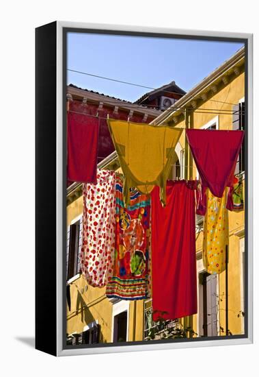 Washing Day, Laundry Drying, Castello, Venice, UNESCO World Heritage Site, Veneto, Italy, Europe-Guy Thouvenin-Framed Premier Image Canvas