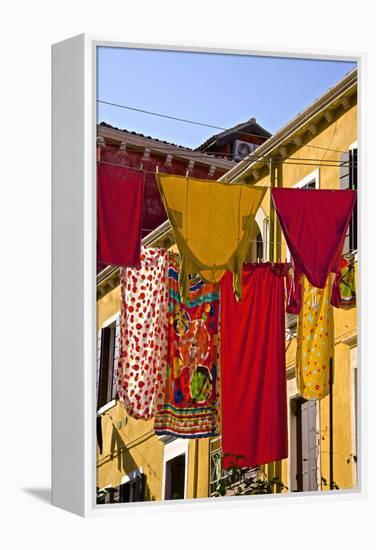 Washing Day, Laundry Drying, Castello, Venice, UNESCO World Heritage Site, Veneto, Italy, Europe-Guy Thouvenin-Framed Premier Image Canvas