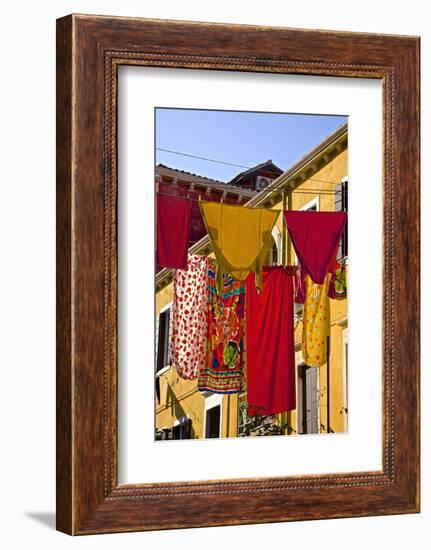 Washing Day, Laundry Drying, Castello, Venice, UNESCO World Heritage Site, Veneto, Italy, Europe-Guy Thouvenin-Framed Photographic Print