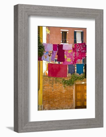 Washing Day, Laundry Drying, Castello, Venice, UNESCO World Heritage Site, Veneto, Italy, Europe-Guy Thouvenin-Framed Photographic Print