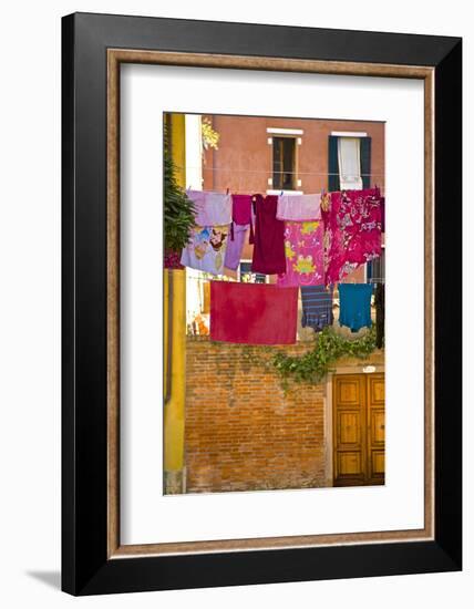 Washing Day, Laundry Drying, Castello, Venice, UNESCO World Heritage Site, Veneto, Italy, Europe-Guy Thouvenin-Framed Photographic Print