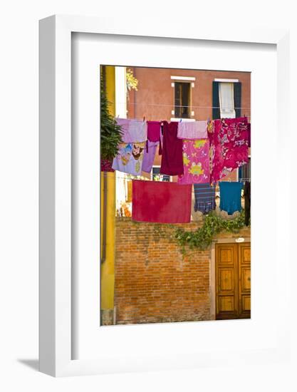 Washing Day, Laundry Drying, Castello, Venice, UNESCO World Heritage Site, Veneto, Italy, Europe-Guy Thouvenin-Framed Photographic Print