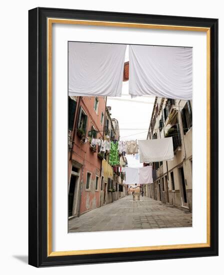 Washing Line Geometry in the Streets of Castello, Venice, Veneto, Italy, Europe-Oliviero Olivieri-Framed Photographic Print