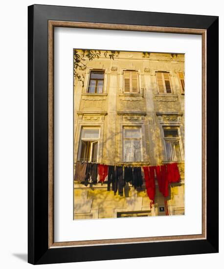 Washing Line of Colourful Laundry in Old Town Buzet, Hilltop Village, Buzet, Istria, Croatia-Ken Gillham-Framed Photographic Print