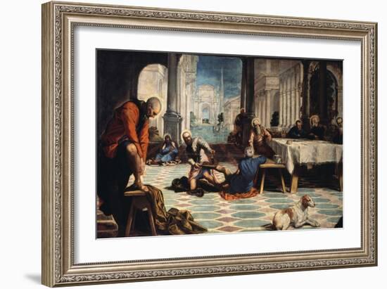 Washing of the Feet-Jacopo Robusti Tintoretto-Framed Giclee Print