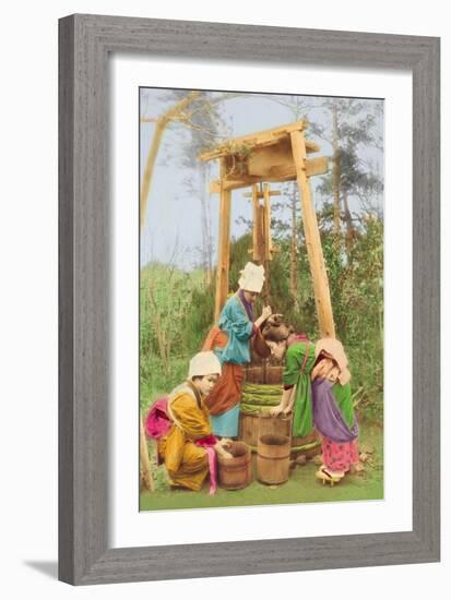 Washing Rice at the Well-null-Framed Art Print