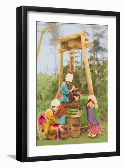 Washing Rice at the Well-null-Framed Art Print