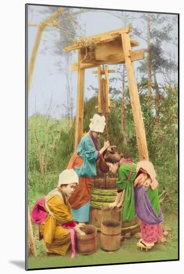 Washing Rice at the Well-null-Mounted Art Print
