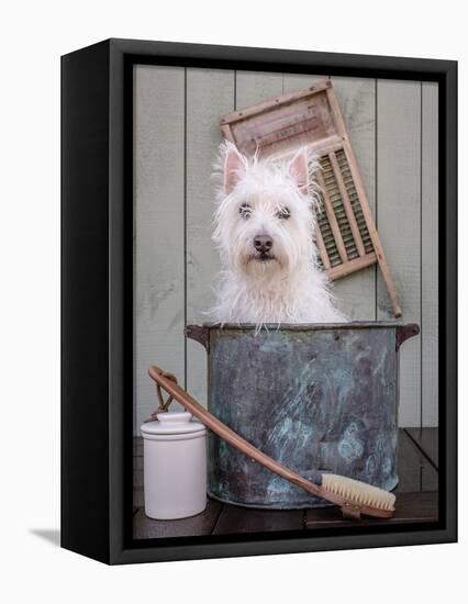 Washing the Dog-Edward M. Fielding-Framed Premier Image Canvas