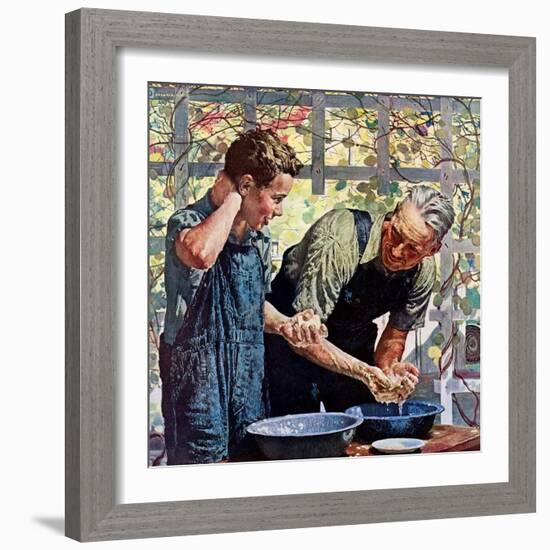 "Washing Up for Supper,"August 1, 1944-Douglas Crockwell-Framed Giclee Print