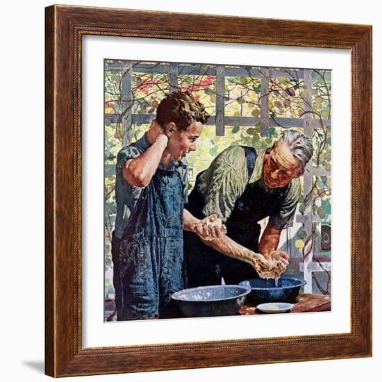 "Washing Up for Supper,"August 1, 1944-Douglas Crockwell-Framed Giclee Print