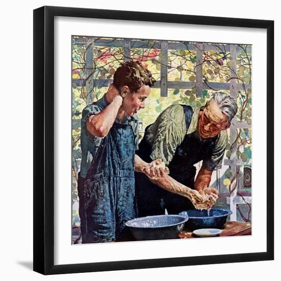 "Washing Up for Supper,"August 1, 1944-Douglas Crockwell-Framed Giclee Print